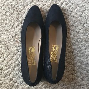 Navy blue Salvatore Ferragamo size 7 1/2 shoes.